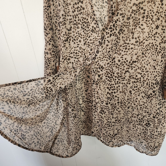 Free People Intimately Sheer Sleepin In Shirt Leopard Print Top Oversized Small - Picture 4 of 9